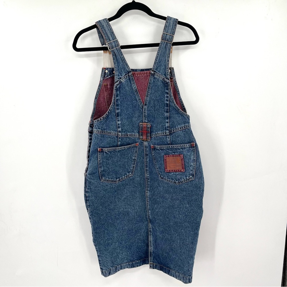 VINTAGE Denim Jumper Overalls Dress M Y2K 00s 90s Pinafore Jeans Pockets Vtg - Picture 10 of 11